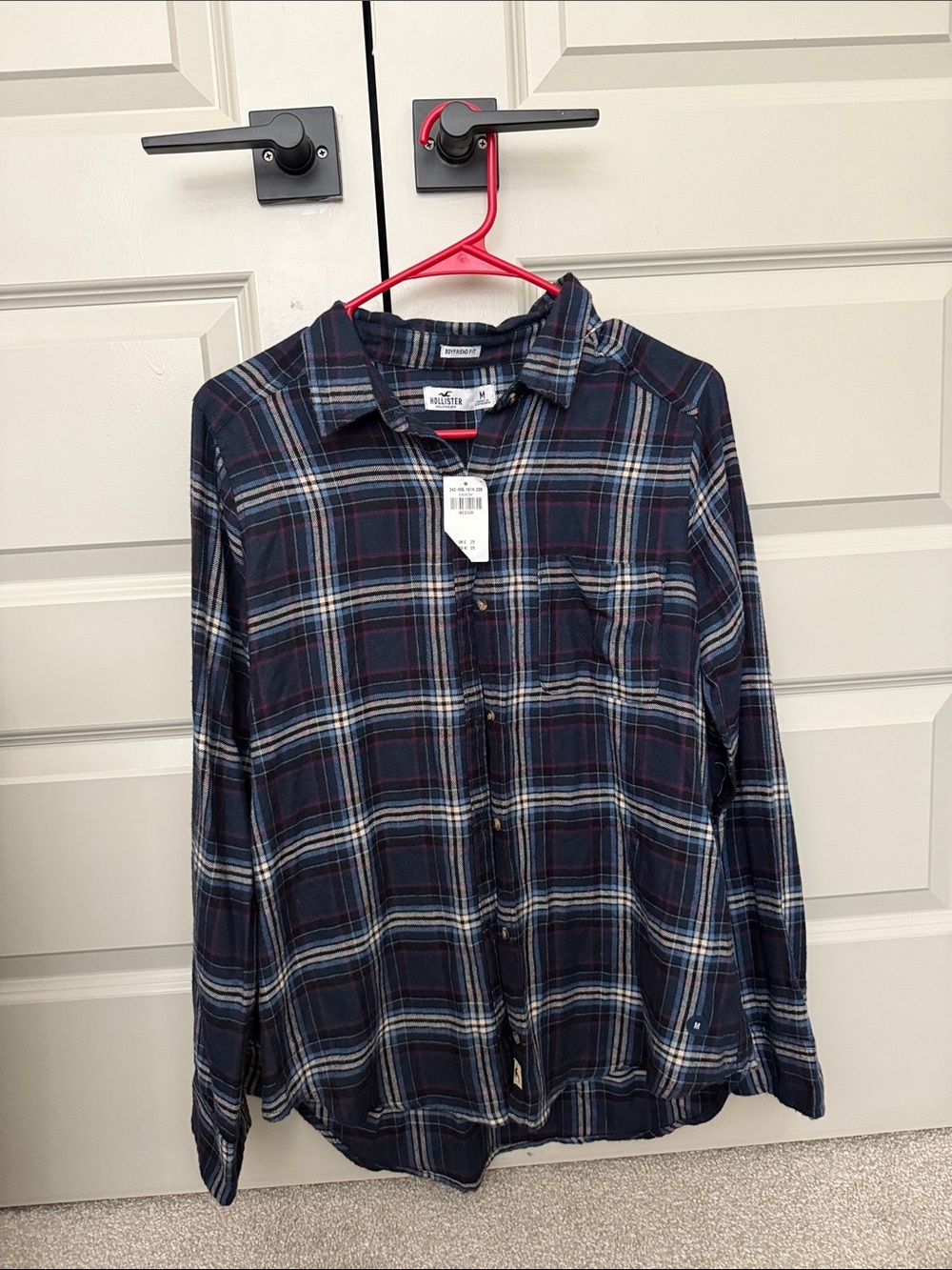 Hollister Navy and White Plaid Button-Down Shirt
